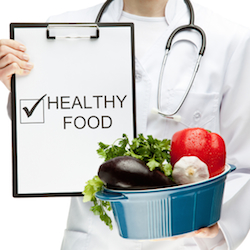 Doctor advising healthy food